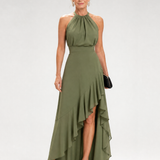 Lorthea | Halter Neck High Low Ruffle Dress