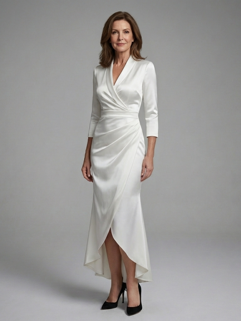 Esmesette | Long Sleeve Wrap High Low Midi Dress