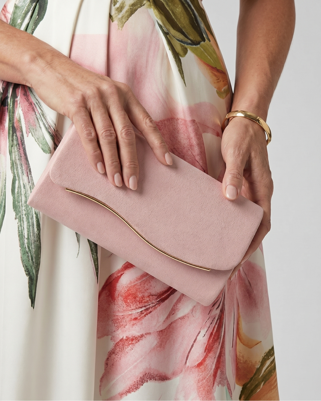 Rosney | Curved Metal Accent Envelope Clutch