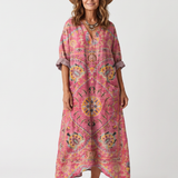 Esmerina | Abstract Print Relaxed Pocket Midi Dress