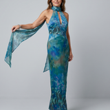 Marndra | Keyhole Halter Sleeveless Maxi Dress