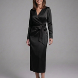 Corassa | Long Sleeve Wrap Tie Midi Dress