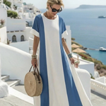 Gretarin | Short Sleeve Color Block Maxi Dress