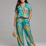 Dorna | Paisley Print Short Sleeve Top And Wide Leg Pants Set