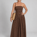 Romisette | Strapless Polka Dot Pattern Midi Dress