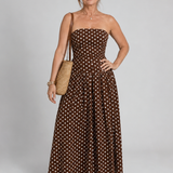 Romisette | Strapless Polka Dot Pattern Midi Dress