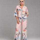 Lilabelle | Scenic Print Button Front Shirt And Wide Leg Pants Set