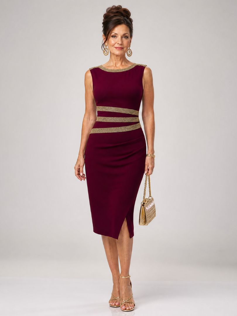 Wrennania | Metallic Trim Sleeveless Midi Dress