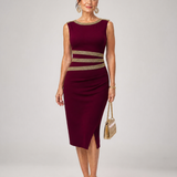 Wrennania | Metallic Trim Sleeveless Midi Dress