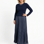 Serandra | Knit Top Pleated Skirt Midi Dress