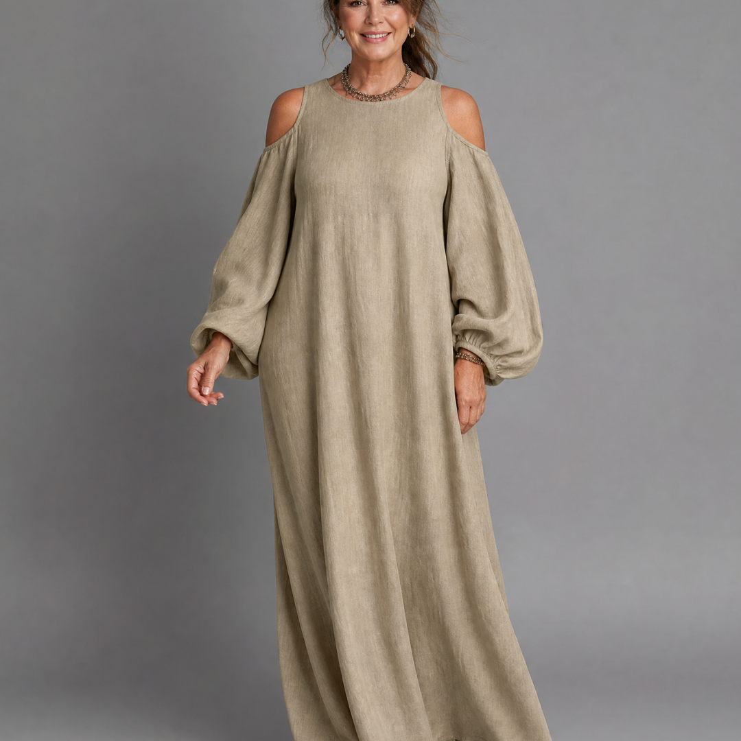 Dellania | Cold Shoulder Balloon Sleeve Relaxed Maxi Dress