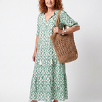 Marna | Pattern V Neck Tassel Midi Dress