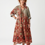 Lilawen | Mixed Pattern Relaxed Pocket Midi Dress