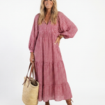 Celwyn | Geometric Print Long Sleeve Midi Dress