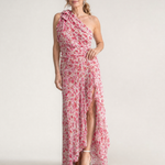 Julra | Ditsy Floral One Shoulder Ruffle Hem Midi Dress