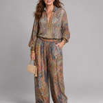 Mirbeth | Ornate Paisley Print Blouse And Wide Leg Pants Set