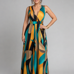 Larwyn | Sleeveless Abstract Print Maxi Dress