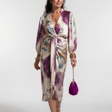 Miravia | Cross Wrap Tie Waist Printed Midi Dress