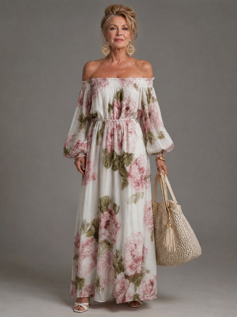 Coravia | Off Shoulder Floral Maxi Dress