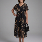 Serasia | Short Sleeve Abstract Midi Dress