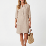 Haletta | Button Front Sleeve Knee Length Dress