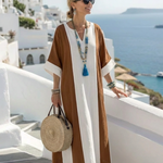 Hilania | Short Sleeve Color Block Relaxed Maxi Dress