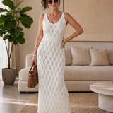 Senla | Open Knit Sleeveless Side Slit Midi Dress