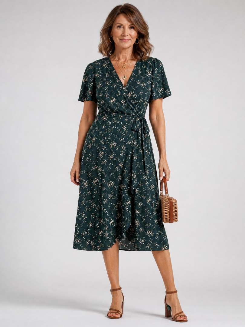 Dahrina | Floral Wrap Tie Midi Dress