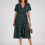 Dahrina | Floral Wrap Tie Midi Dress
