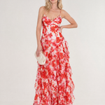 Marenetta | Watercolor Floral Ruffle Hem Sleeveless Midi Dress