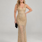 Verla | Sequin Sleeveless Sheer Panel Midi Dress