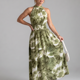 Fionia | Gathered Waist Abstract Print Midi Dress