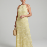 Vesette | Textured Fringe Fitted Silhouette Maxi Dress