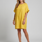 Marlia | Short Sleeve Patch Pockets Knee Length Dress