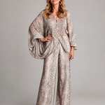 Odassa | Snake Print Draped Blouse And Wide Leg Pants Set