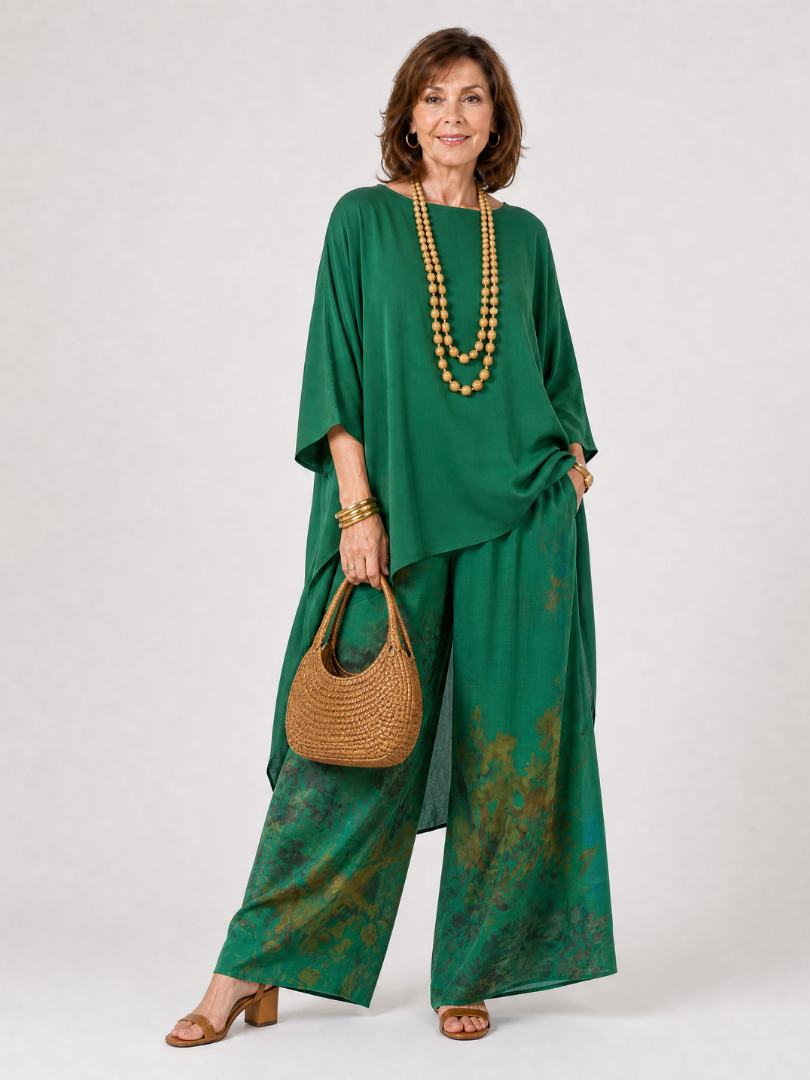 Renssa | High Low Tunic And Wide Leg Pant Set