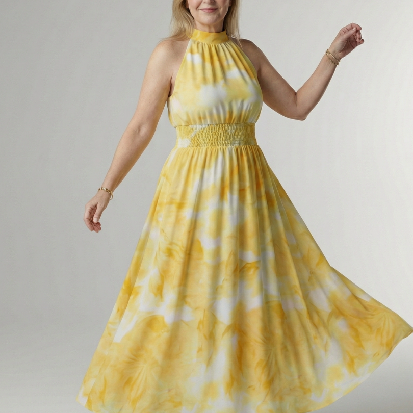 Penlora | Gathered Halter Midi Dress