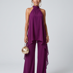 Julwyn | Asymmetric Tunic Top Wide Leg Pants Set