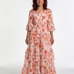 Kalsette | Off Shoulder Floral Ruffle Tiered Maxi Dress