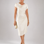 Elila | Draped Cap Sleeve Midi Dress