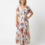 Elondra | Short Sleeve Pleated Floral Midi Dress