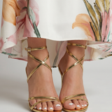 Wilvia | Metallic Wrap Strap Stiletto Sandals