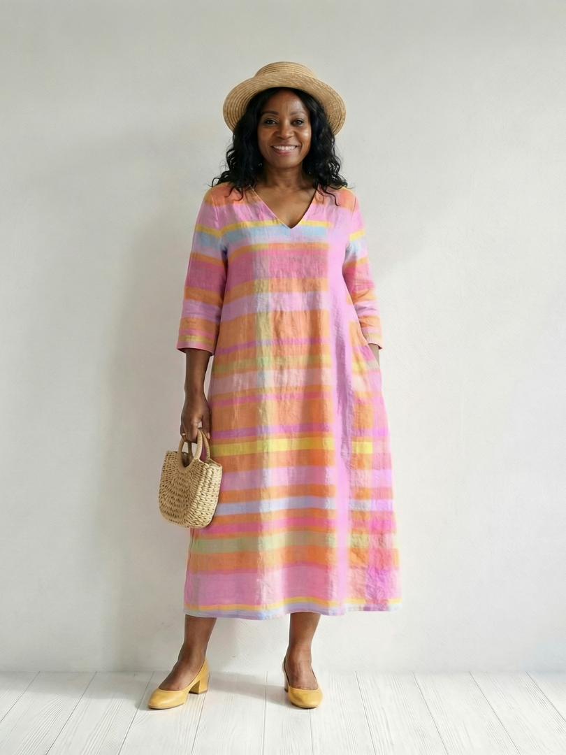 Perwynne | Easy Drape Stripe Midi Dress