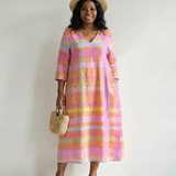 Perwynne | Easy Drape Stripe Midi Dress