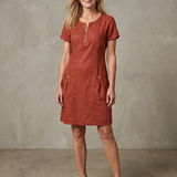 Callabelle | Zip Neck Pocket Detail Knee Length Dress