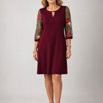 Casvia | Embroidered Mesh Sleeve Mini Dress