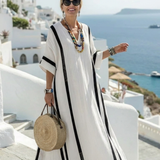 Larbelle | Short Sleeve Color Block Striped Maxi Dress