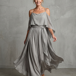 Norarina | Layered Drape Cold Shoulder Top Wide Leg Set