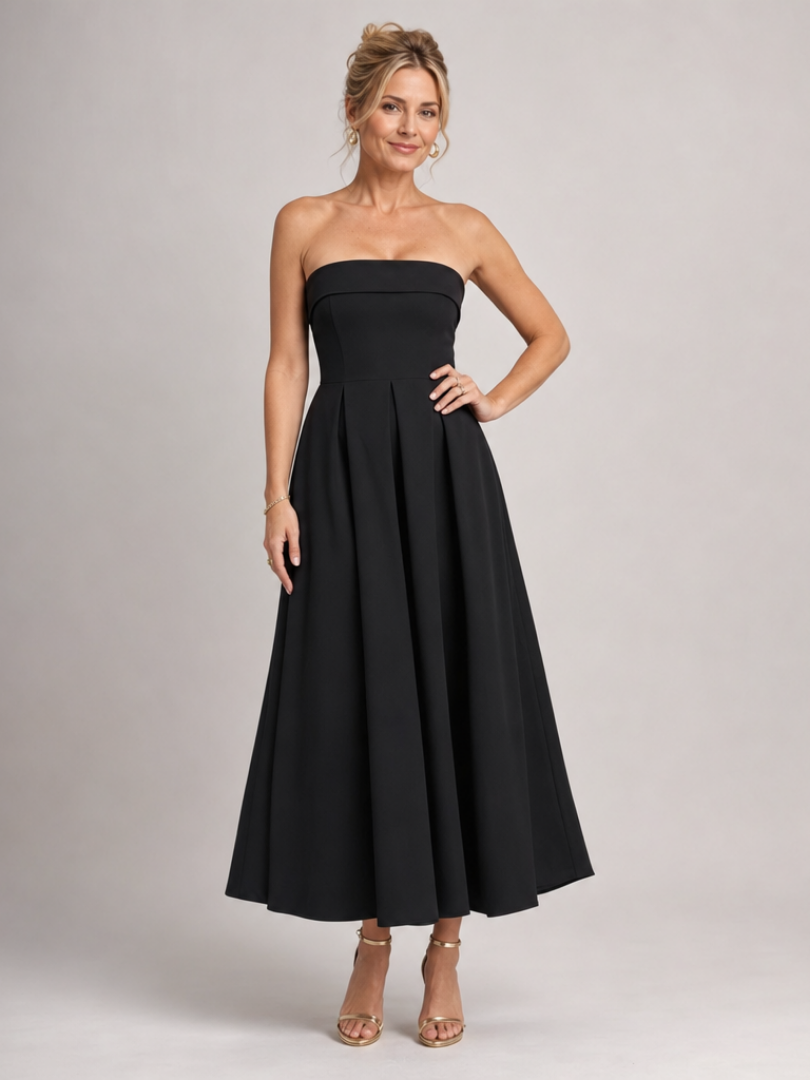 Permae | Strapless Structured Bodice Midi Dress