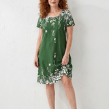 Gretala | Short Sleeve Floral Border Mini Dress